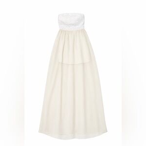 Arden B Strapless Lace High Low Dress Cream Formal Wedding XS